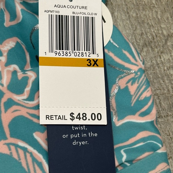 Womens Aqua Couture 3X Tankini Padded Keyhole Swim Swimwear Tank Top Blue NWT - Picture 10 of 10